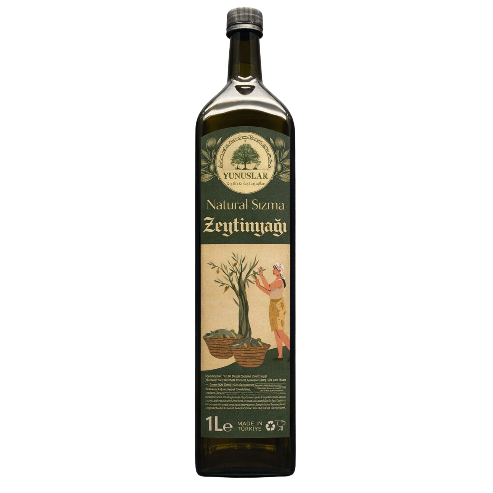 Natural Sızma Zeytinyağı 1 LT Cam Şişe  - Soğuk Sıkım 